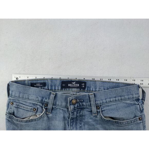 Mens Hollister Skinny Epic Flex Jeans Size 29x30 Blue Denim Cotton Blend Logo - Picture 10 of 11